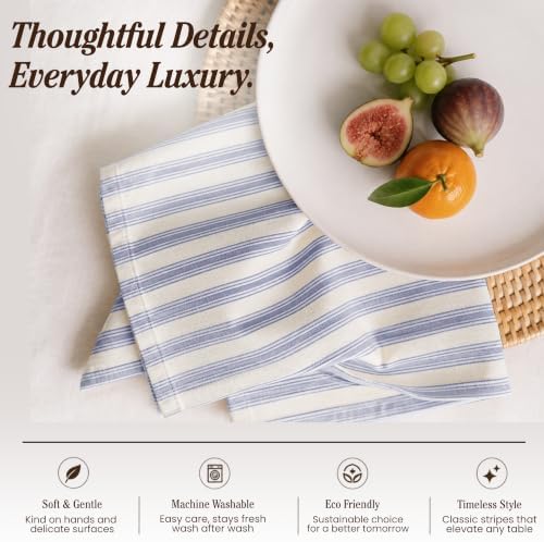 TWINY threads Set of 12 100% Cotton Cloth Napkins, 18"x18",Navy - Image 3