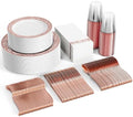 FOCUSLINE 350 Pieces Rose Gold Dinnerware Set for 50 Guests by FOCUSLINE