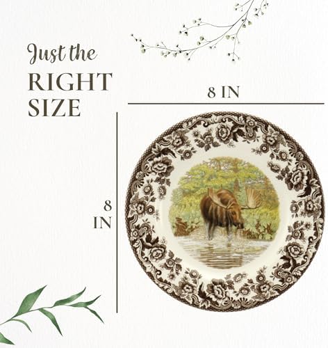 Spode Woodland Majestic Moose 8-Inch Salad Plate - Woodland Animal Design, Made in England, Festive Fine Earthenware for Holiday Table Settings, Dishwasher, Microwave & Warm Oven Safe to 225°F - Image 3