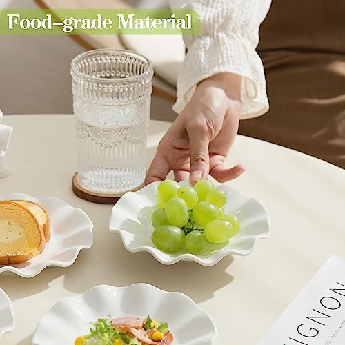 18 Pieces 6 Inch Porcelain Dessert Plates, Wavy Rim, White - Image 2