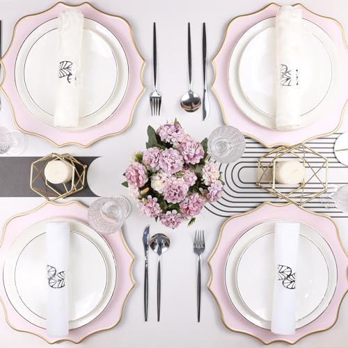 Pink Chargers for Dinner Plates, 13 Inch Scalloped Plastic Decorative Table Charge Service Plates Set of 6 for Wedding, Holiday, Thanksgivng, Christmas - Image 3