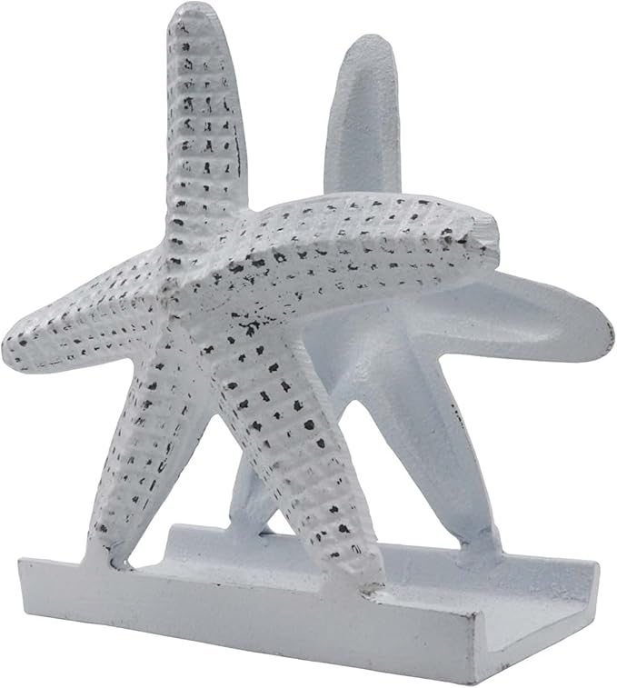 Nautical Starfish Lunch/Dinner/Metal Napkin Holder/Kitchen Napkin/Beverage Cocktail/Ocean/Coastal By The Metal Magician (Distressed White)
