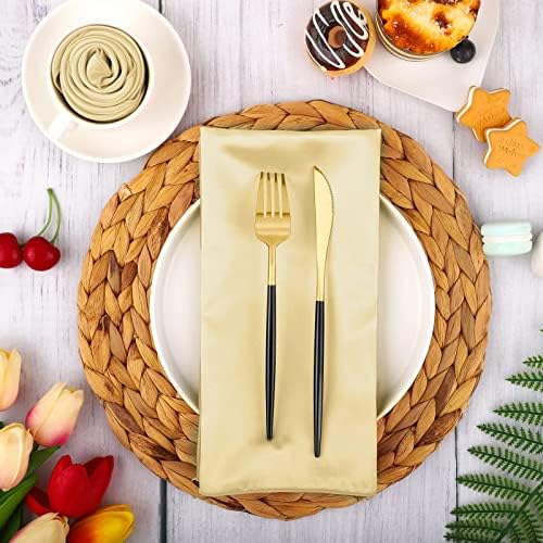 Aneco 16 Pack Square Satin Napkin Bright Silk Table Napkin Soft Smooth Fabric Table Napkin for Wedding Banquet Party Decoration, Champagne, 17 x 17 Inch - Image 6