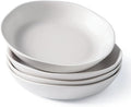AmorArc 9.75'' Ceramic Large Pasta Bowls, 38oz Stoneware Flat Serving Bowls Set of 4, Oven,Microwave&Dishwasher Safe Bowls with Wavy Rim for Fruit Pasta Salad Meal, Matte White