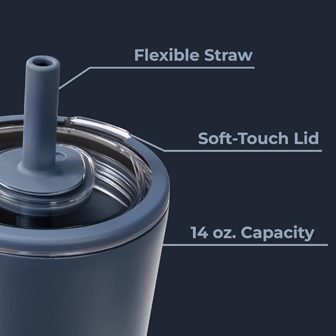 HydroJug Everyday Tumbler 14 oz – Ceramic-Lined Insulated Tumbler with Straw and Soft-Touch Lid, Cup Holder Friendly, Double-Wall Vacuum Insulation, Reusable Travel Cup – Cascade