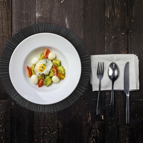 13" Line Black Charger Plates, Classic Chargers for Dinner Plates, Reusable Plastic Table Setting Bulk Event, Party, Wedding, Festival, Baby Shower - Image 3