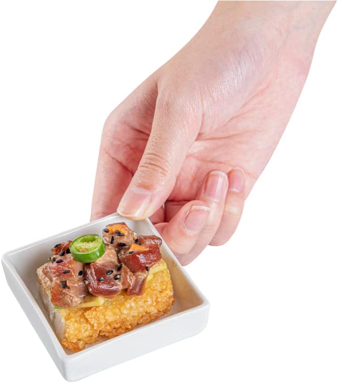 Restaurantware 2.5 Inch Mini Dishes 10 Oven-Safe Square Sauce Dishes - Microwave-Safe Serve Appetizers Desserts or Condiments White Porcelain Tasting Plates For Samples or Individual Portions