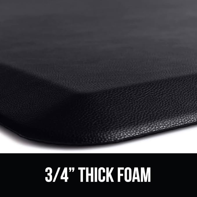 GORILLA GRIP Comfortable Cushioned Kitchen Mats for Floor, 39x20, Waterproof and Stain Resistant Soft Top, 3/4 Inch Thick Ergonomic Standing Desk Anti Fatigue Mat, Foam Supports Ankles and Feet, Black