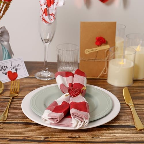 Red Heart Napkin Rings Serviette Holder Set of 8, Metal Love Napkin Ring with Gold Buckles for Valentine's Day, Wedding, Birthday Party, Thanksgiving Day, Christmas Day,Dining Table Decoration - Image 7