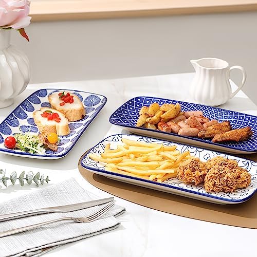 Selamica Ceramic 12 Inch Serving Platters Set of 4, Vintage Blue - Image 7