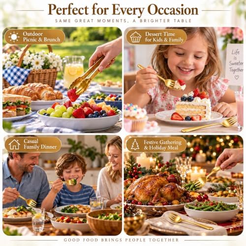 24 Pcs Gold Plastic Serving Utensils Set, Serving Spoons For Buffet - Image 7