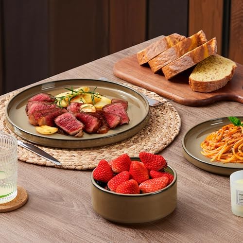 LIANYU 24 Piece Stoneware Dinnerware, Plates and Bowls Dishes Set for 8 - Image 5