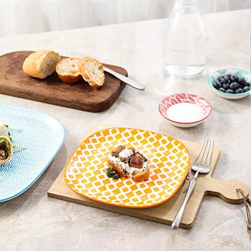 Selamica Porcelain Square Dessert Salad Pasta Plates 7.6 inches ceramic plates set of 6 microwave/dishwasher/oven safe, Assorted Colors - Image 6