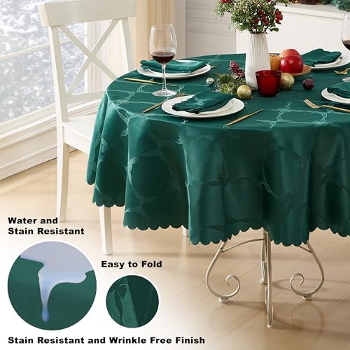 Newbridge Christmas Ribbons and Bows Evergreen 70" Round Tablecloth - Image 3