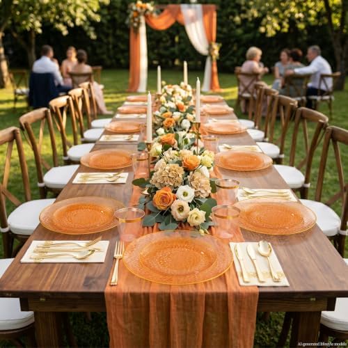 DaYammi 175PCS Clear Orange Plastic Dinnerware Set for 25 Guests - Image 6