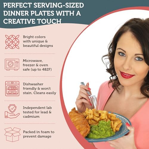 Annovero Dinner Plates, 10.5 Inch, Microwave & Dishwasher Safe, Set of 6 - Image 4