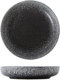 Black Speckled Stoneware Plate, Round Textured Finish