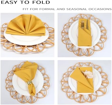 Yellow Cloth Napkins Set of 8,Size 18x18 inch Napkins Made of 100% Microfibre.Washable Cloth Napkins,Easy to Fold,Iron Free,Dinner Napkins for Restaurant Family use, Parties. (Mustard) - Image 5