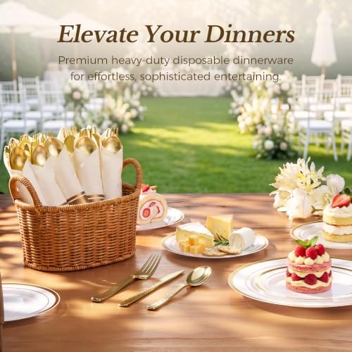 Goodluck 400PCS Gold Hammered Wrapped Silverware Set Disposable - Image 6