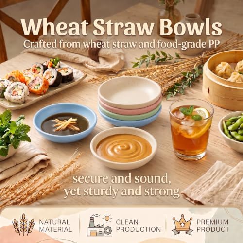 Dipping Bowls 4 Inch, Unbreakable Wheat Straw Cups - Colorful - Image 3