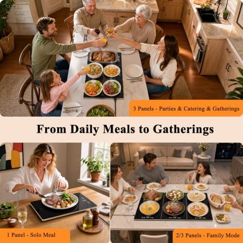FYY Electric Warming Tray - 3-Panel Food Warmers for Parties Buffet Black - Image 2