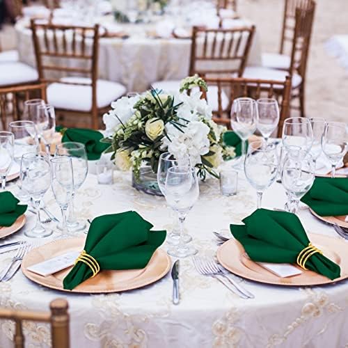 MCEAST Satin Cloth Napkins and Napkin Rings Set of 8, Smooth Fabric Table Napkins and Napkin Holder for Wedding, Birthday Dinner Party, Family Gatherings, Table Decor (Dark Green, 17 x 17 Inches) - Image 5
