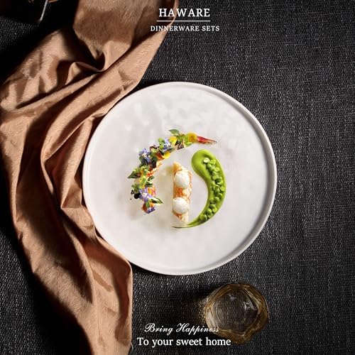 HaWare Stoneware Plates Set of 6, 7.9" Salad Plates, Reactive Glaze Ripple Ceramic Dish Set for Appetizer, Dessert, Scratch Resistant, Small Dinner Plate, Microwave and Dishwasher Safe, Speckled White - Image 7