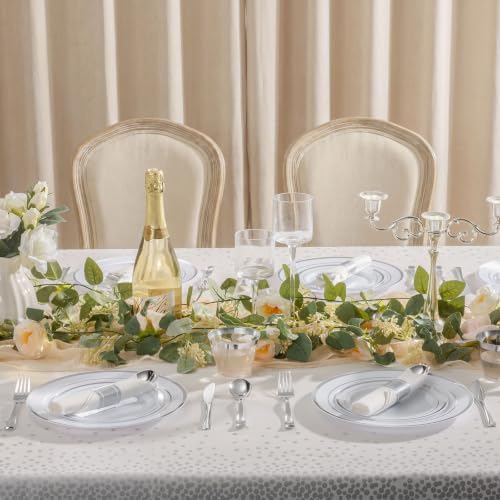 Goodluck 352 Piece Silver Plastic Dinnerware Set for 50 Guests - Image 7
