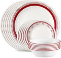 Corelle Everyday 18-PC Dinnerware Set Service for 6, Durable and Eco-Friendly, Higher Rim Glass Plate & Bowl Set, Microwave and Dishwasher Safe, Sadie by Corelle
