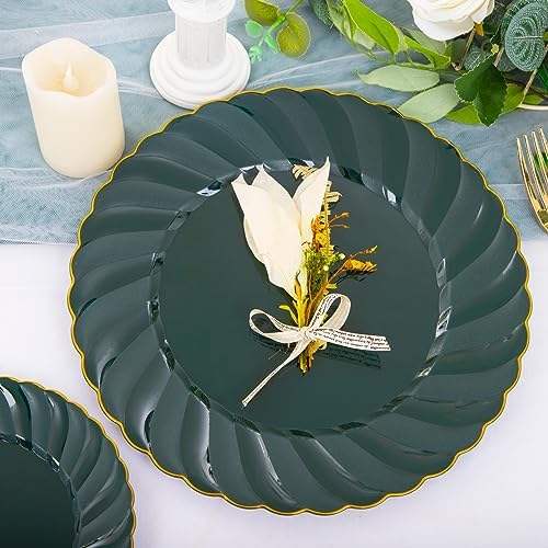 YOUBET 150PCS Emerald Green Plastic Plates for Party Wedding - Image 3