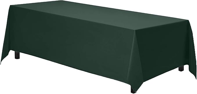 Gee Di Moda Rectangle Tablecloth - 70 x 120 Inch Hunter Green Table Cloth for 6 or 8 Foot Rectangle Tables - Heavy Duty Washable Fabric - for Holiday Party, Dinner, Weddings, Baby Shower & Events