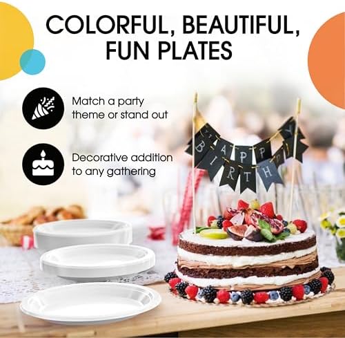 Exquisite Party Solids Sturdy White Plastic Plates 10" Party Plates 50 Pcs - Image 5