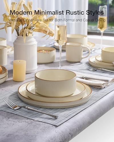 Famiware Dinnerware Set with Mugs, Creamic Plates and Bowls, Dishes for 6 - Image 2