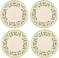 Lenox Holiday Porcelain Christmas Dinner Plate Set for 4 by Lenox