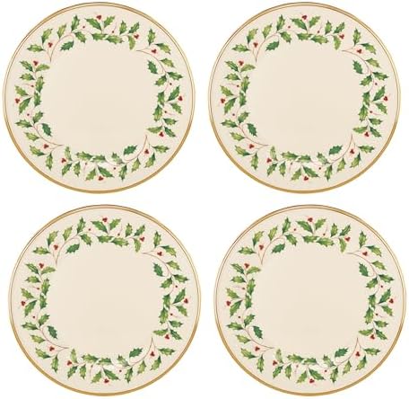 Lenox Holiday Porcelain Christmas Dinner Plate Set for 4 by Lenox
