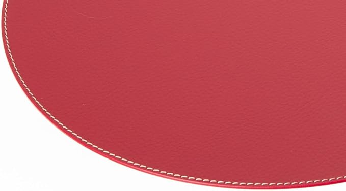 Nikalaz Round Placemats Set (Pack of 4) Recycled Leather Table Mats 15 inches, Kitchen Dining Table Decor by Nikalaz (Red)