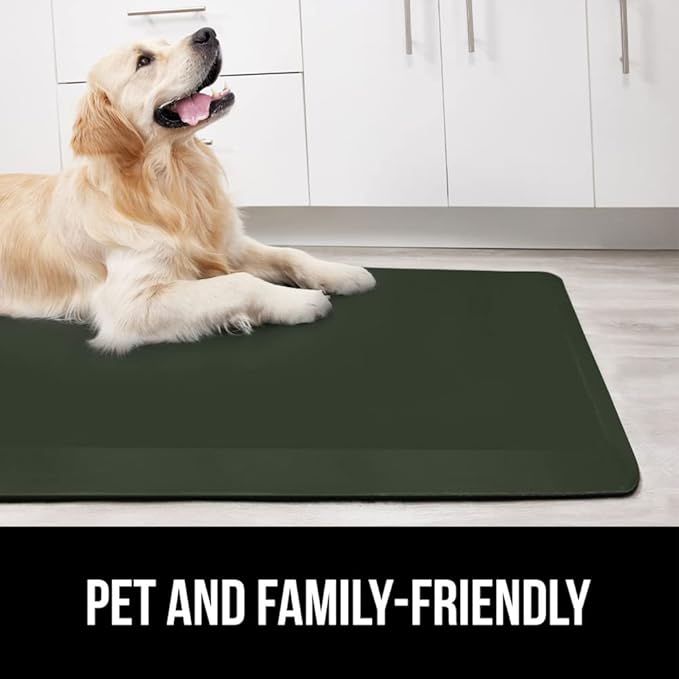 GORILLA GRIP Comfortable Cushioned Kitchen Mats for Floor, 39x20, Waterproof and Stain Resistant Soft Top, 3/4 Inch Thick Ergonomic Standing Desk Anti Fatigue Mat, Foam Supports Feet, Hunter Green