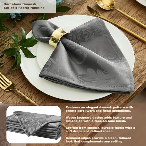 Newbridge Barcelona Damask Fabric Tablecloth, 52 x 70 Inch Rectangle, Grey – No Iron, Soil Resistant Table Cover for Dining, Parties and Holidays - Image 5
