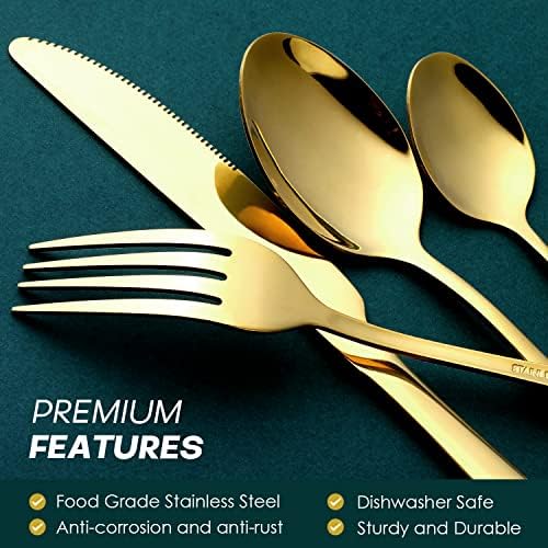 Gold Silverware Set, OGORI 24-Piece Gold Forged Stainless Steel Flatware Set, Service of 6 - Image 4