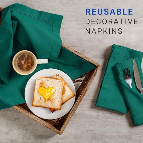 TWINY threads 12 Pieces 100% Cotton Cloth Napkins, 18"x18", Royal Green - Image 2