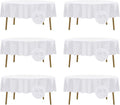 Fokitut 6 Pack Waterproof Round Tablecloth, 90 Inch, Stain Resistant and Wrinkle Polyester Table Cloth, Fabric Table Cover for Kitchen Dining, Wedding, Party, Holiday Dinner-White
