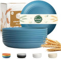 Unbreakable Dinner Plates 9 Inch, Plastic Plates Reusable - Blue by BUSOKIP