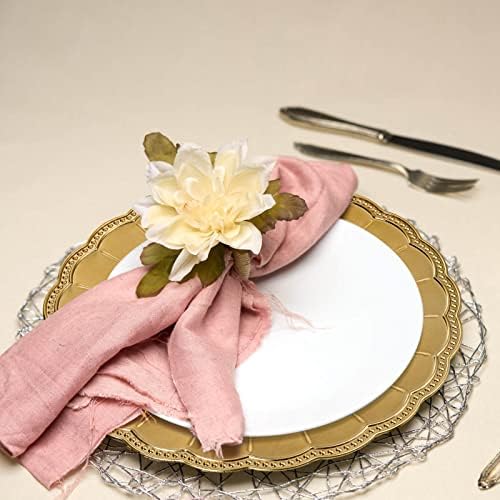 Kingrol 12 Pack 13 Inch Gold Charger Plates, Glam Dinner Chargers, Heavy Duty and Reusable Plastic Plates for Wedding Anniversary Christmas Party Table Setting - Image 5