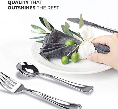 Silver Plastic Silverware Set (200-Pack) – Disposable Heavy Duty Cutlery, 67 Forks, 67 Knives, 67 Spoons for Parties, Weddings, Dinners & Holidays, Stock Your Home - Image 6