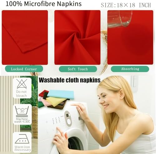 KOFFTA Orange Cloth Napkins Set of 8,18 x 18 inch,Made of 100% Microfiber, Fall Decorations for Table,Thanksgiving Cloth Napkins for Dinner,Washable Soft Comfortable and Reusable (Orange) - Image 3