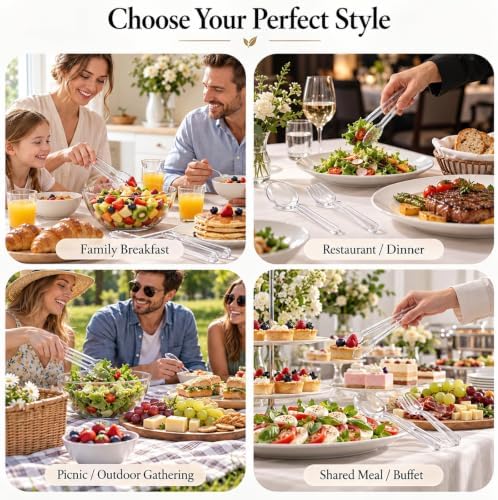 24 Pcs Clear Plastic Serving Utensils Set, Serving Spoons For Buffet - Image 7