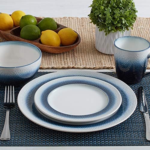 Pfaltzgraff Eclipse Blue 16-Piece Stoneware Dinnerware Set, Service for 4 with Dinner Plates, Salad Plates, Bowls and Mugs, Dishwasher and Microwave Safe - Image 3