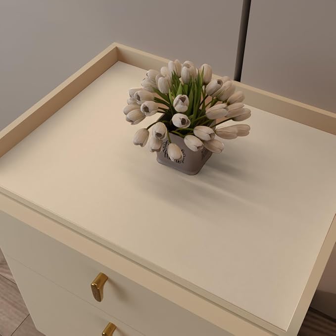 Leather Nightstand Cover,1.8mm Thick,15.75x23.6 Inch End Table Cover,Side Table Cover,Bedside Table Cover,Bedside Tablecloth.(Beige+Light Gray,15.75x23.6)