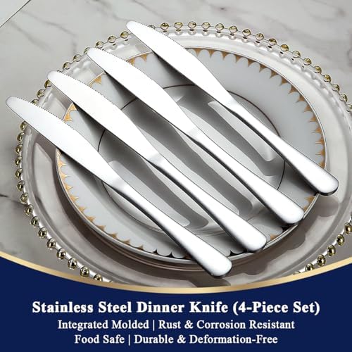 Berglander Dinner Knives Set Of 4, Stainless Steel Butter Knife Spreader 9.17", Table Dinner Knife for Daily Use, Restaurant, Hotel, Parties, Events, Sturdy And Dishwasher Safe - Image 3