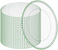 24 Pack Clear Charger Plates 13 Inch Acrylic Round Dinner Chargers with Green Beaded Rim, Plastic Round Decorative Plates for Kitchen Wedding Party Home and Tabletop Decoration by Tomeurperf